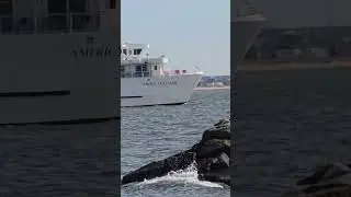 AMERICAN LEGEND ON THE ROCKS Outlook Beach Fort Monroe Virginia #ship #shipping #waves #massive