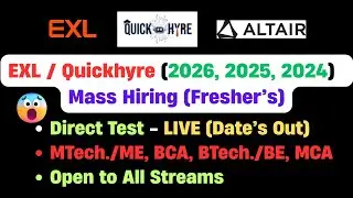 🔥EXL 2026, 2025, 2024 | Direct Test Hiring 2025 | 2025 Batch Hiring OFF Campus | hire me plz