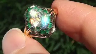 Estate Natural Colombian Emerald Diamond 14k Yellow Gold Vintage Cocktail Ring - C673