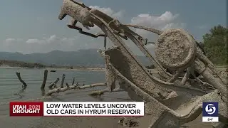 Low water levels uncover old cars in Hyrum Reservoir