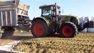 Wjazd na pryzmę CLAAS Arion 540 + Fliegl ASW 160/ The power of CLAAS