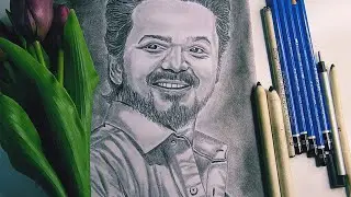 Ilaya Thalapathi Vijay Sketch | Pencil Drawing | TVK Vijay | Vijay | Pencil Art | Commissioned Art 🎨