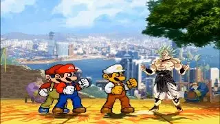 Mugen :  Simul 4 Vs 1 : Team Mario (Nintendo) Vs Nightmare Broly (DBZ) (Request)