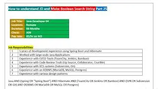 How to understand Job description and make boolean Search string Part 25 |
