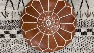 Kechart - Moroccan leather floor ottoman, handmade pure leather pouf, traditional leather chairs