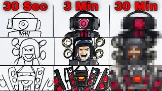 Drawing Titan Speakerman - Dark Speakerman - Hybrid in 30 sec, 3 min, and 30 min | Skibidi Toilet