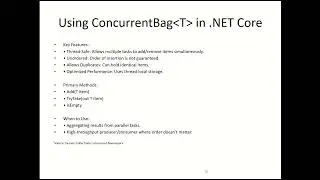 C# ConcurrentBag Tutorial: Thread-Safe Collections in .NET Core