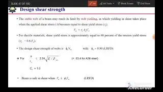 8. Design of steel beam  - Shear strength of steel beam,