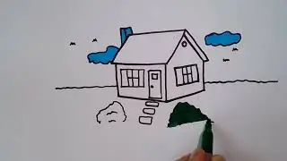 How to Draw a Beautiful House? 🏡✨ Step-by-Step Drawing & Coloring Tutorial