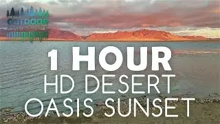 1 Hour HD Desert Oasis Sunset - Relaxing Nature Sounds - Gentle Waves