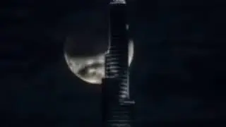 Луна поднимается на фоне небоскреба Бурдж-Халифа, Дубай, ОАЭ 🇦🇪