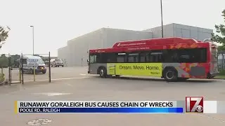 Runaway bus causes chain-reaction crash at Capital Area Transit building, Raleigh police say