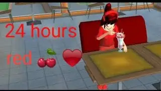 24 hours Red &hearts;️ challenge || challenge 24 hours Red all things are red || Sakura school simulator