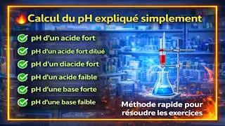 Chimie en Solution : Calcul du ph acide fort - acide faible - base forte - base faible شرح شامل