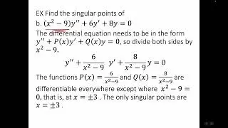 Ordinary Points and Singular Points for a Differential Equation
