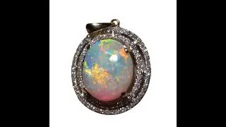4 Carat Opal and Diamond Pendant 14k Yellow Gold - 7436 | FlashOpal
