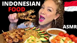 EATING NASI GORENG & SATE AYAM|(Fried Rice & Chicken Satay) ASMR MUKBANG INDONESIA| PandaEats ASMR