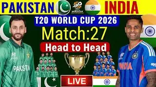 🔴Прямая трансляция: Матч 27 Пакистан &mdash; Индия | Чемпионат мира ICC T20 2026, матч 27 | Прямая тран...