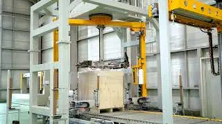 High speed arm rotation pallet wrapping machine ,top sheet dispenser ,corner edge protector
