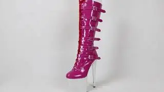 Sorbern Metallic Silver 20Cm Hels Boots Pole Dance Knee High Stripper Heels Shiny Drag Queen