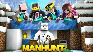 1 VS 4 Manhunt Speedrunner VS Hunter | Minecraft
