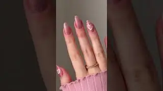 How to Paint Simple Heart Nail Art on Cat Eye Nails 💖 #valentinesday #valentinenails #madamglam