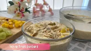 sevai fruit custard recipe | semiya custard flood | creamy vermicelli custard | सेंवई कस्टर्ड