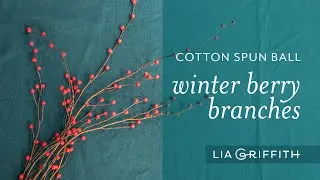 Cotton Spun Ball Winter Berry Branches