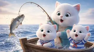 Mama Cat & Kittens Catch a BIG Fish! 🐟