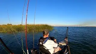 Kayak Bass Fishing CA Delta Big Break Low tide