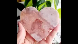 Tr&aacute;i tim Pink Amethyst heart, Natural Pink Amethyst, Crystal heart, Carved Heart, Home decor,