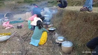 simple the Best one Nepali Poor family organic food cooking And eating in Western village  Nepal .
