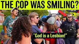 Толпа на фестивале Pride окружила уличного проповедника перед полицией!