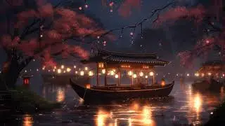 Lantern Festival River Boat - 4K Anime Live Wallpaper (UltraWide 3440x1440)