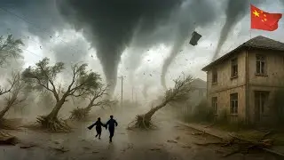 Apocalypse in Beijing! The worst disaster hits half of China. Trees blown away by superstorm.
