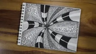 🎧 ASMR Drawing ✍️ | No Talking | Pen on Paper Sounds | Radial Abstract Pattern Drawing 🗓️ Day 98