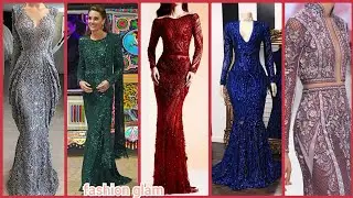 stylish beads embroidered bodycon style mermaid evening gowns