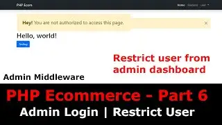 PHP Ecom Part 6 : How to make Admin login and middleware in PHP | User and Admin Roles
