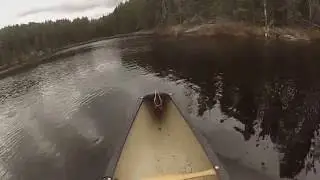 Paddling south on South Lucky Pay Lake from cliff to center of lake