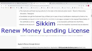 Sikkim - Renew Money Lending License (Online)
