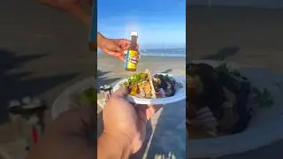 Beachside Surf-N-Turf 🏖️ Nothing like BBQ&rsquo;n on the Beach #shorts #food #texas #beach