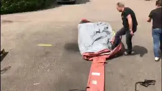 Oprollen springkussen met beschermhoezen