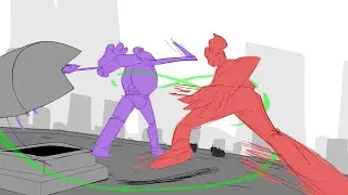 Rooftop fight animation
