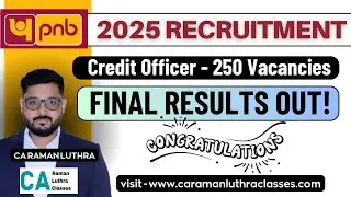 PNB SO Credit 2025 | RESULTS OUT! | Congratulations | CA Raman Luthra Classes |
