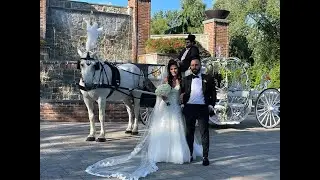 Cinderella Wedding Carriage with Daphne Pulling at Rockleigh Country Club July 30 2021