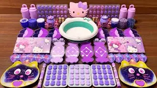Hello Kitty Slime Mixing ASMR &ndash; Satisfying Violet Glossy Slime #98