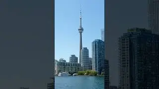Toronto city, CN tower view from inner Harbour front [4K]