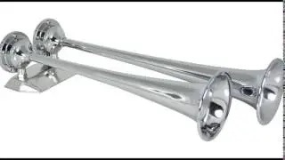 10624 &mdash; Heavy Duty Marine Dual Trumpet Deck Air Horn (24-Volt, Chrome)