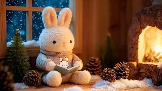 Rabbit’s Tranquil Reading Nook 🐇 Relaxing Piano and Fire Sounds for Peaceful Moments