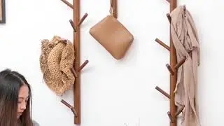 Bamboo Wood Wall Hanger Hook Coat Stand Clothes Hanger Stand Wall Hanging Bracket, Style:8 Hooks
